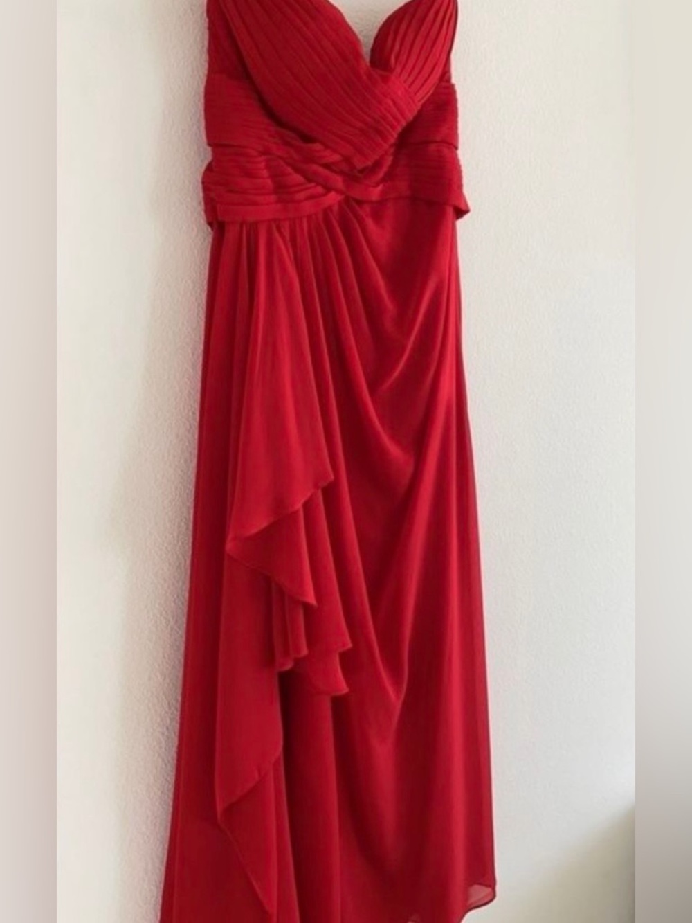 JJs House Red Draped Maxi Evening Gown